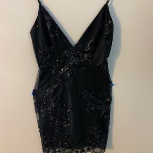 Black sequined mini dress